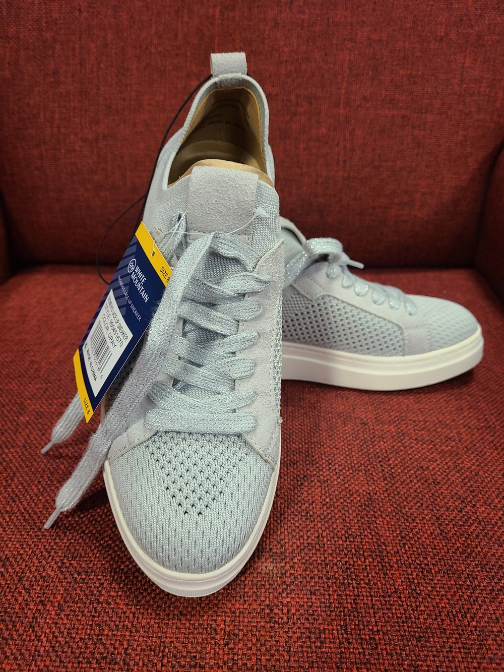 Casual Knit Lace-Up Sneakers - Light Gray